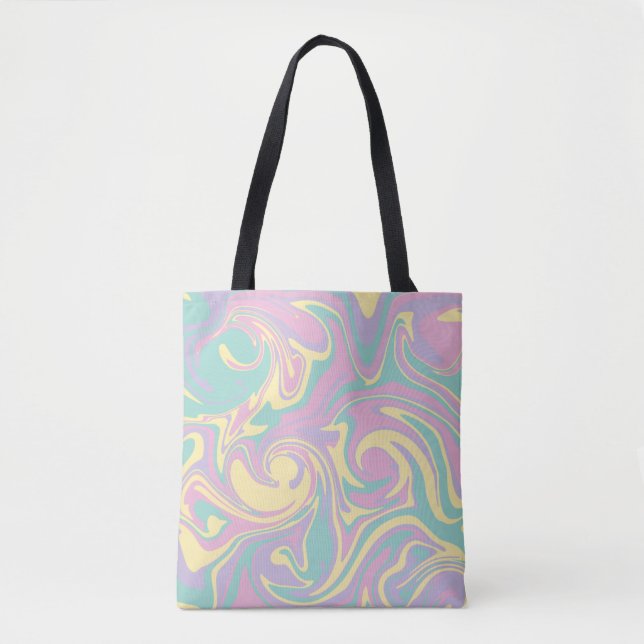 Spill - Pastel Pink, Yellow, Purple and Green Tote Bag (Front)