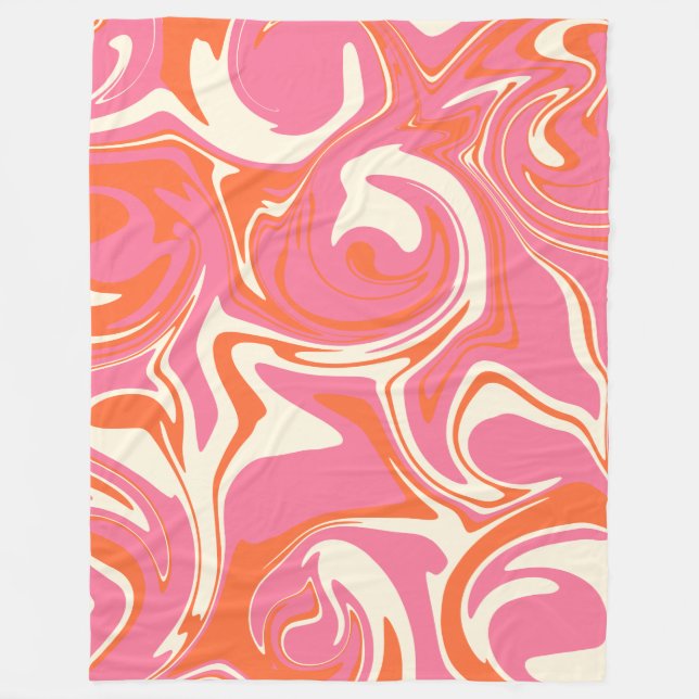 Spill - Pink, Orange and Cream Fleece Blanket (Front)