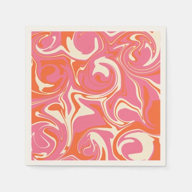 Spill - Pink, Orange and Cream Napkins (Front)