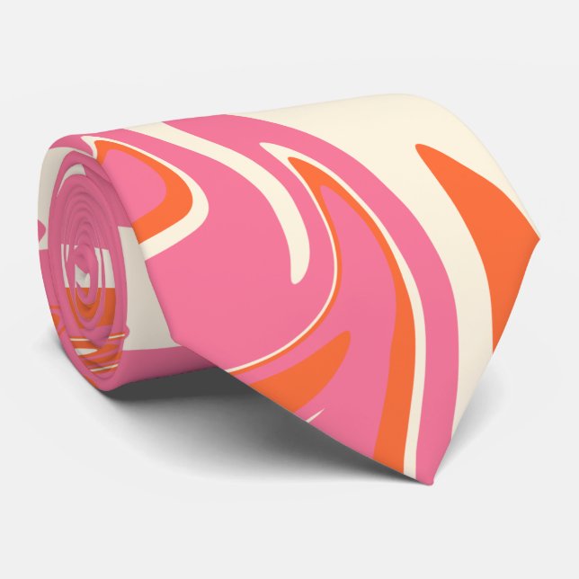 Spill - Pink, Orange and Cream Neck Tie (Rolled)