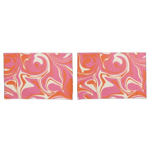 Spill _ Pink Orange and Cream Pillow Case