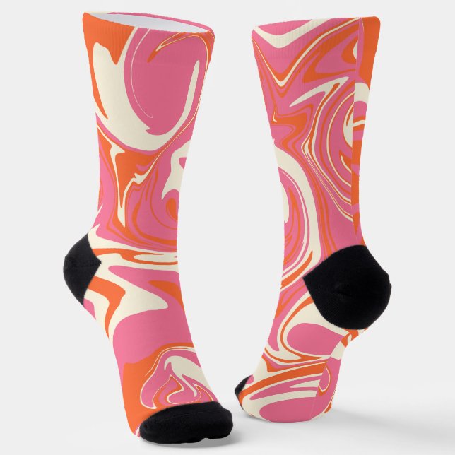 Spill - Pink, Orange and Cream Socks (Angled)