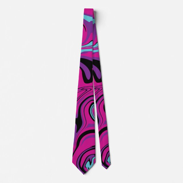 Spill - Pink, Purple, Blue and Black Throw Pillow Neck Tie (Front)