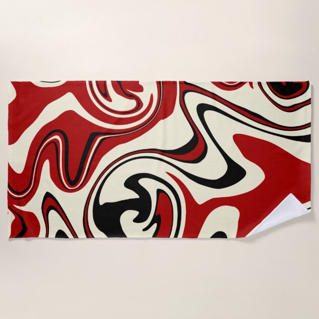 Spill - Red & Cream Beach Towel (Front)
