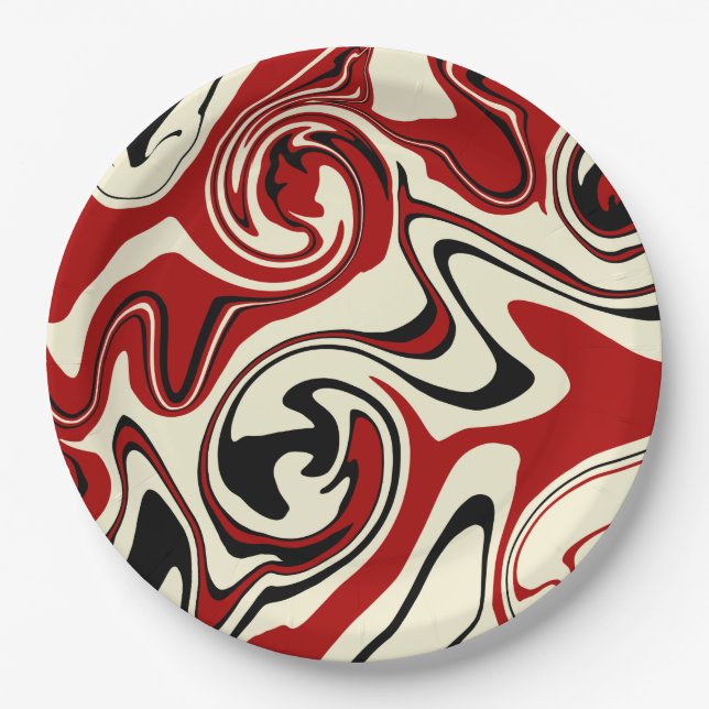 Spill - Red & Cream Paper Plates (Front)