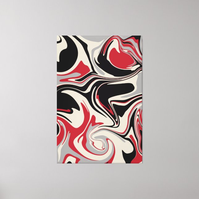 Spill - Red, Grey, Black and Bone White Canvas Print (Front)