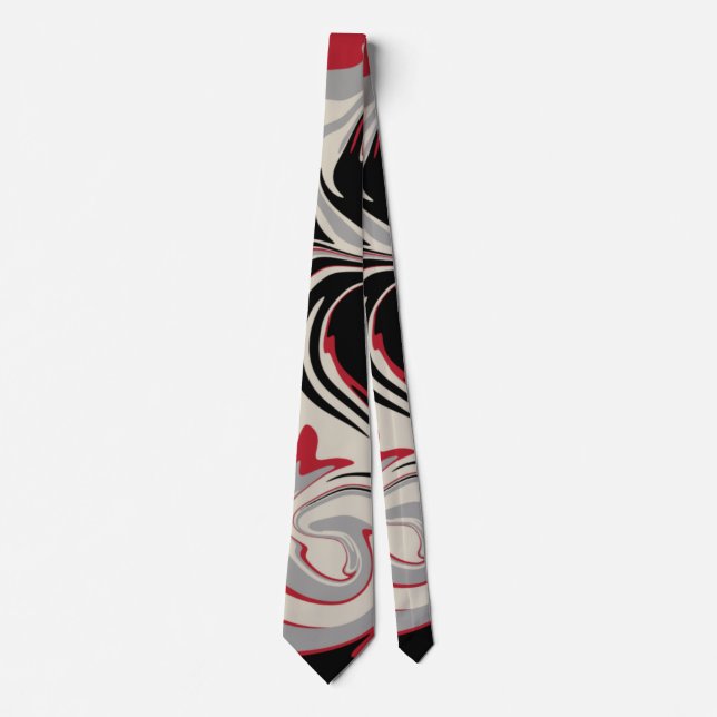Spill - Red, Grey, Black and Bone White Neck Tie (Front)