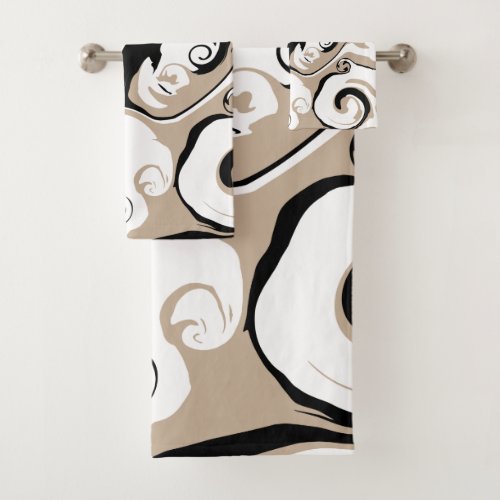 Spill _ Taupe Black and White Bath Towel Set