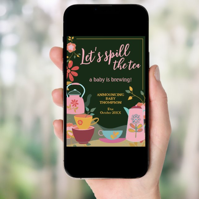 Spill the Tea Baby Brewing Pregnancy Announcement (Front Digital)