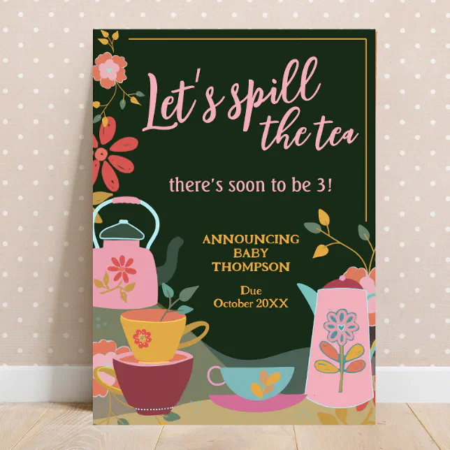 Spill the Tea Cute Baby Pregnancy Announcement | Zazzle