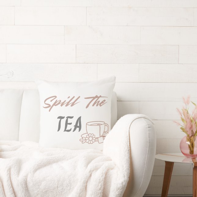 Spill the Tea Cute Co-worker Gift for Her Throw Pillow (Couch)