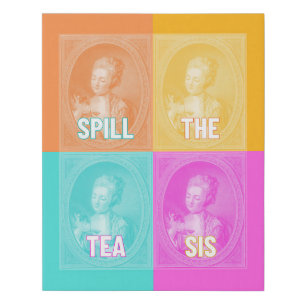 "Spill the Tea Sis" (vintage portrait pop art) Faux Canvas Print