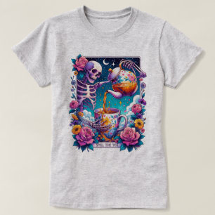 Spill The Tea Skeleton Tarot Card T-Shirt