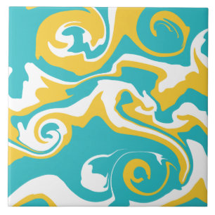 Spill - Turquoise and Yellow Ceramic Tile