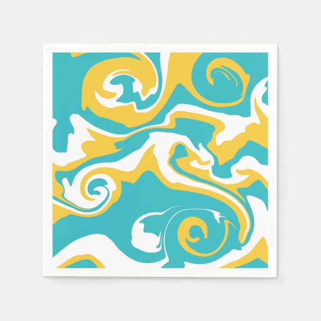 Spill - Turquoise and Yellow Napkins (Front)