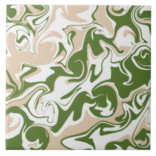 Spill - White, Sand and Palm Green Ceramic Tile