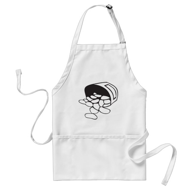Spilled Beans Black and White Outline Adult Apron (Front)