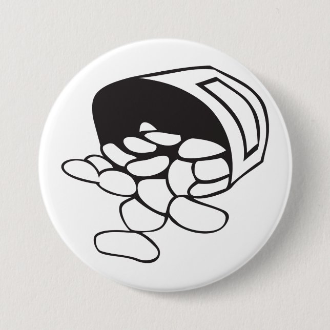 Spilled Beans Black and White Outline Button (Front)
