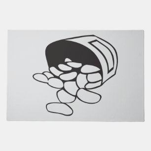 Spilled Beans Black and White Outline Doormat