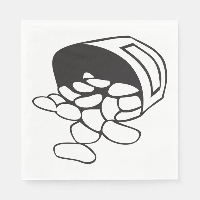 Spilled Beans Black and White Outline Napkins (Front)