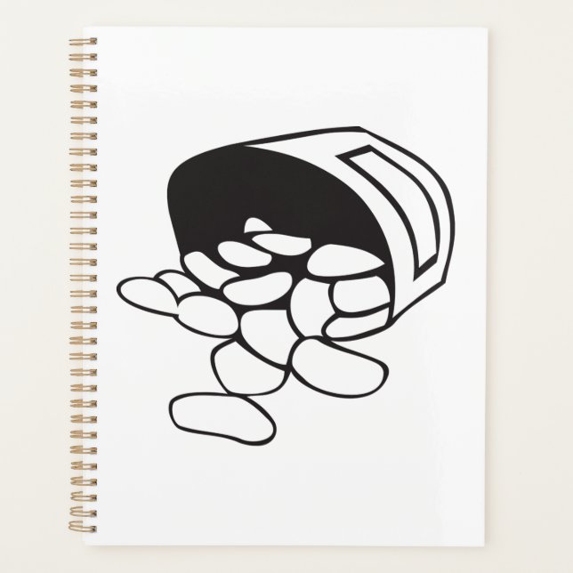 Spilled Beans Black and White Outline Planner (Front)