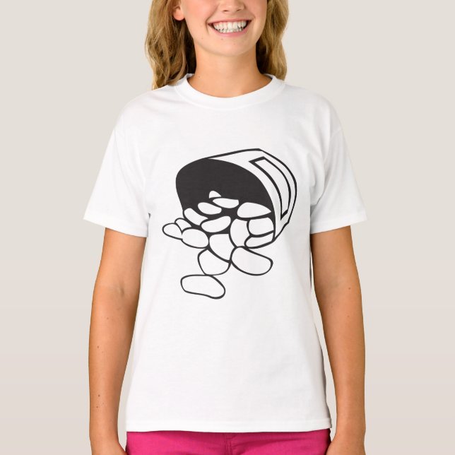 Spilled Beans Black and White Outline T-Shirt (Front)
