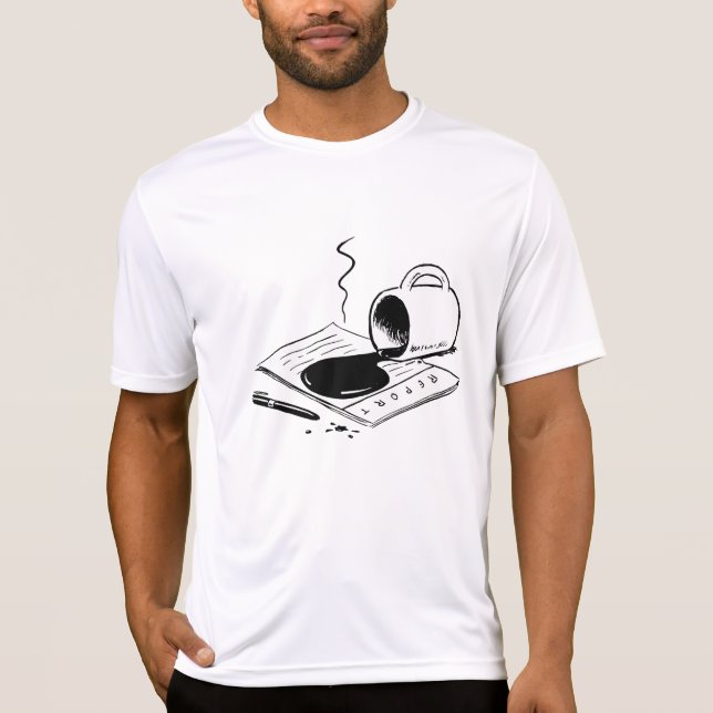Spilled Coffee on Report Funny Office Mishap T-Shirt (Front)