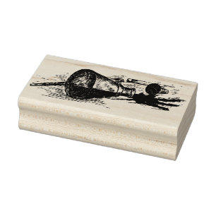 Spilled Ink Bottle and Pen Rubber Stamp