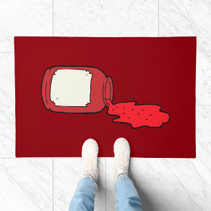 Spilled Jam Cute Red Jelly Jar Doormat
