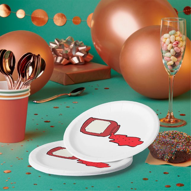 Spilled Jam Cute Red Jelly Jar  Paper Plates (Creator Uploaded)
