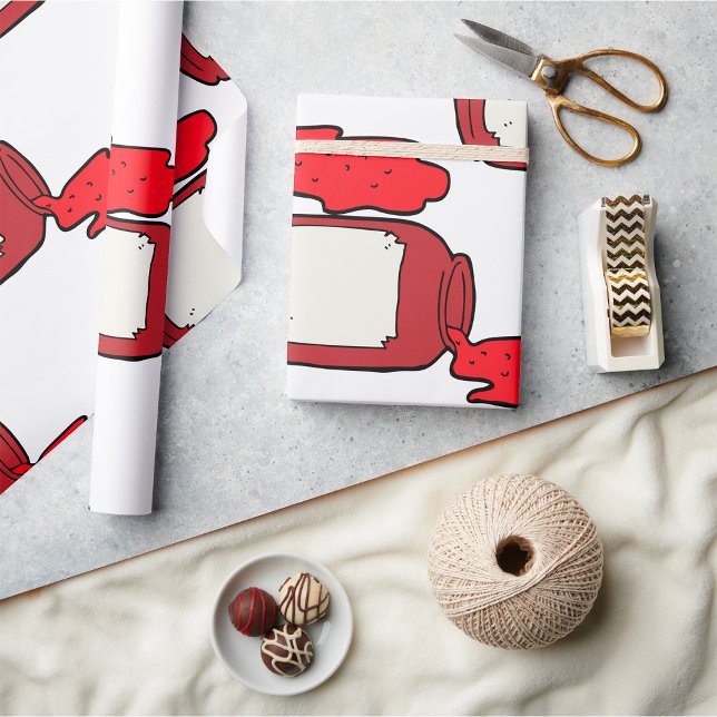 Spilled Jam Cute Red Jelly Jar  Wrapping Paper (Creator Uploaded)