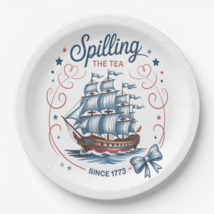 Spilling The Tea Since 1773 4Th Of July Patriotic Paper Plates
