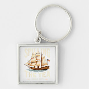 Spilling The Tea Since 1773 4th Of July Retro USA Keychain
