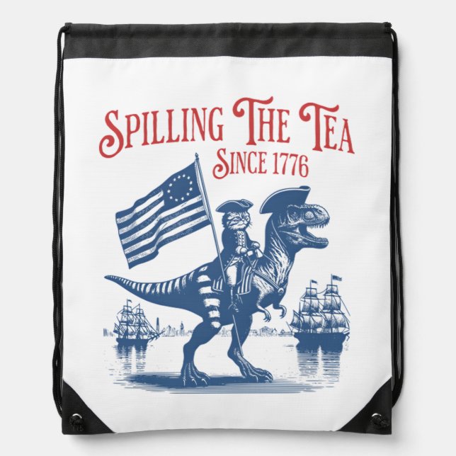 Spilling The Tea Since 1773 Cute Quote Drawstring Bag (Front)