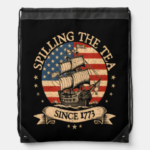 Spilling The Tea Since 1773 Funny American History Drawstring Bag