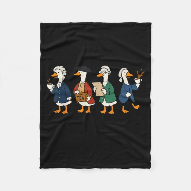 Spilling The Tea Since 1773 Funny Goose Fleece Blanket (Front)