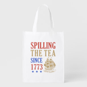 Spilling The Tea Since 1773 Funny Sloth Grocery Bag