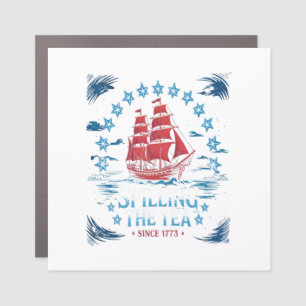 Spilling The Tea Since 1773 Red White Blue Funny 4 Car Magnet