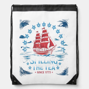 Spilling The Tea Since 1773 Red White Blue Funny 4 Drawstring Bag
