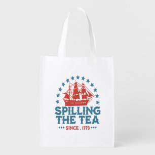 Spilling The Tea Since 1773 Red White Blue Funny 4 Grocery Bag