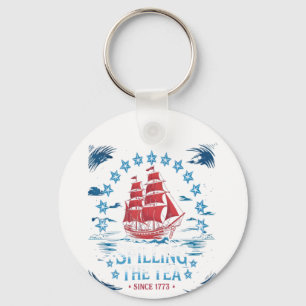 Spilling The Tea Since 1773 Red White Blue Funny 4 Keychain