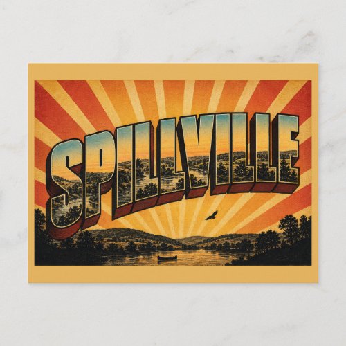 Spillville Iowa Turkey River Valley Hills Art Postcard
