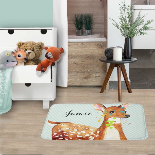 Spilt Paint Fawn Deer Childrens Bath Mat