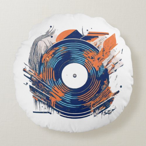 Spin City A Classic Love for Vinyl Round Pillow