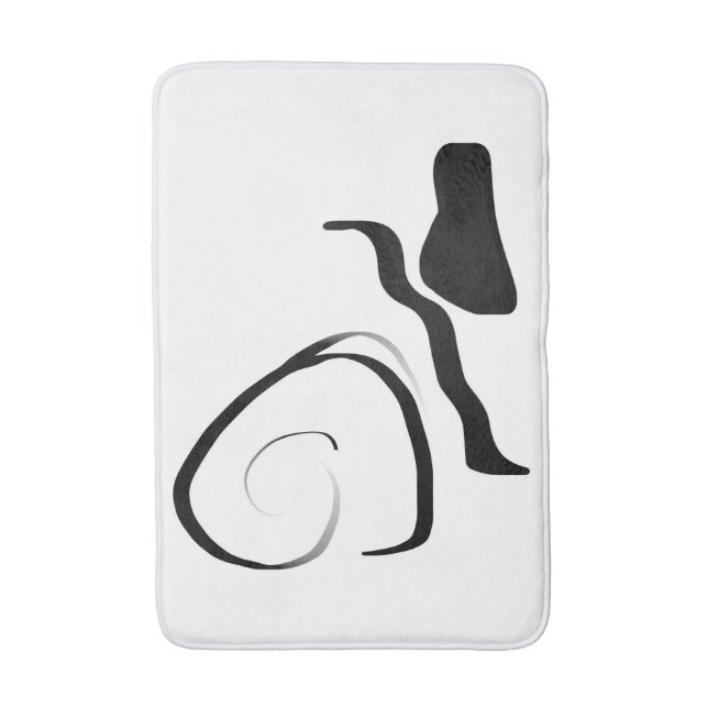 Spin Cycle: Abstract Black & White Bath Mat (Front Vertical)