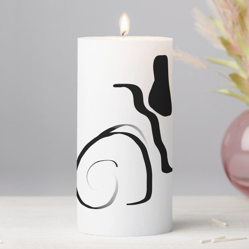 Spin Cycle Abstract Black  White Pillar Candle