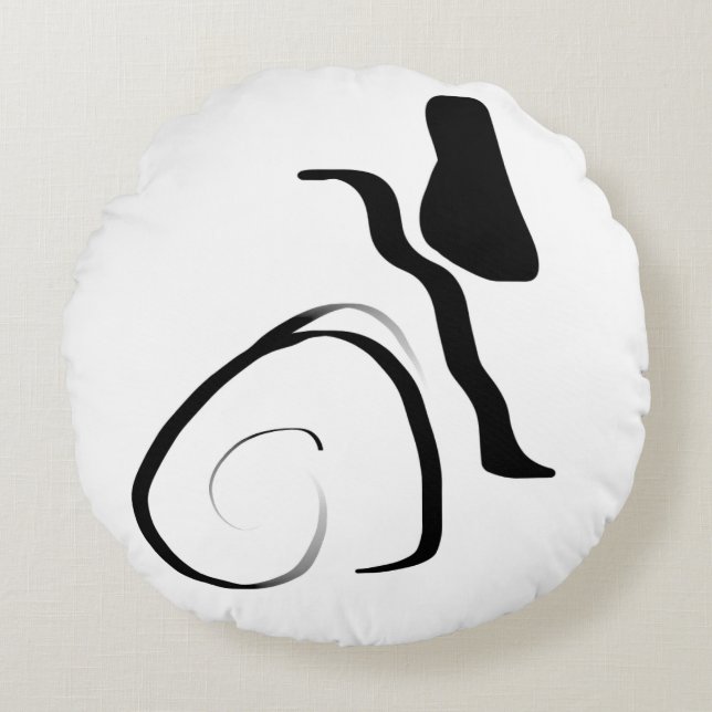 Spin Cycle: Abstract Black & White Round Pillow (Front)