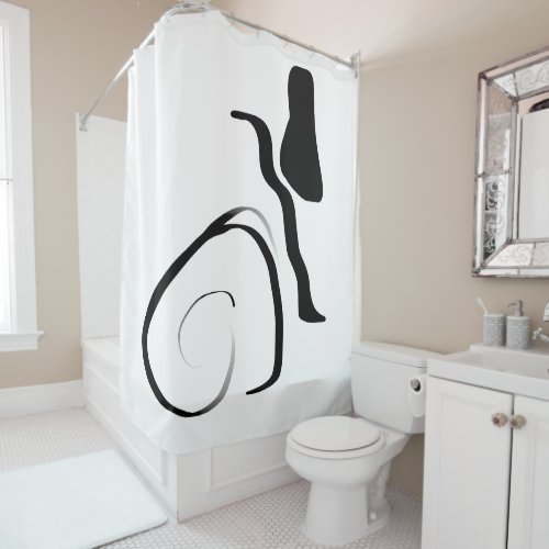 Spin Cycle Abstract Black  White Shower Curtain