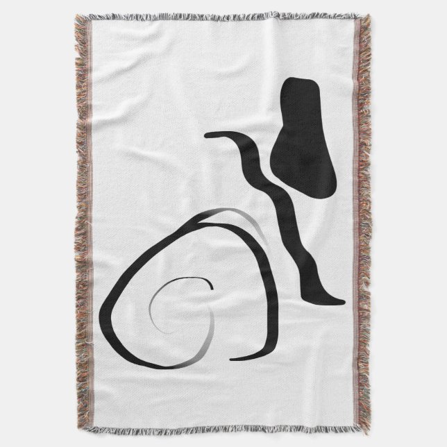 Spin Cycle: Abstract Black & White Throw Blanket (Front Vertical)