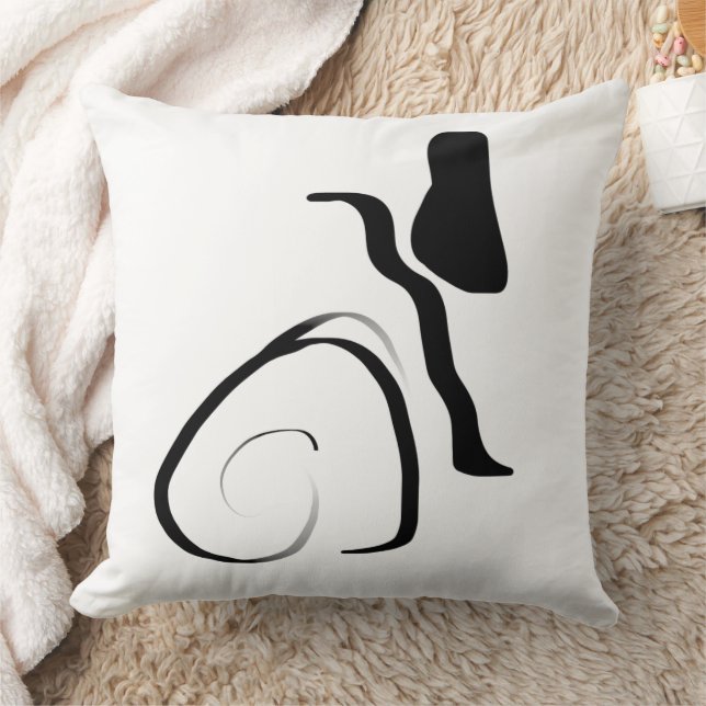 Spin Cycle: Abstract Black & White Throw Pillow (Blanket)